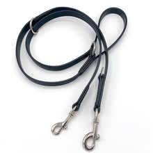 Load image into Gallery viewer, Double ended black leather dog training lead