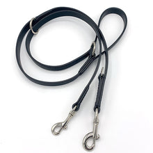 Load image into Gallery viewer, Double ended black leather dog training lead