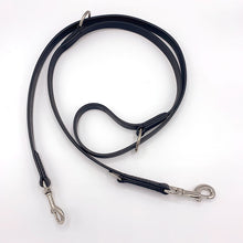 Load image into Gallery viewer, Double ended black leather dog training lead