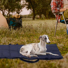 Load image into Gallery viewer, navy folding portable dog bed