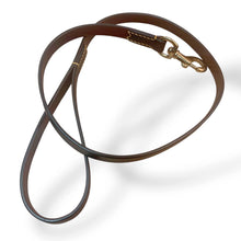 Load image into Gallery viewer, Traditional brown leather lead with brass trigger hook 45"
