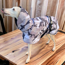 Load image into Gallery viewer, Camouflage whippet and greyhound coats with harness hole
