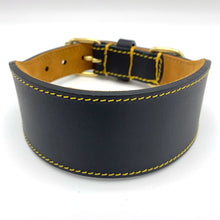 Load image into Gallery viewer, Traditional fish tail leather sighthound collars with brass fittings
