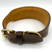 Load image into Gallery viewer, Traditional fish tail leather sighthound collars with brass fittings
