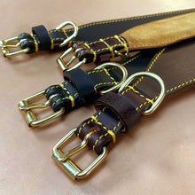Load image into Gallery viewer, Traditional fish tail leather sighthound collars with brass fittings