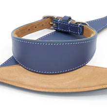 Load image into Gallery viewer, prussion blue leather whippet collar - stitched