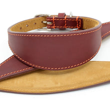 Load image into Gallery viewer, oxblood leather padded whippet collar - stitched