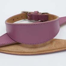 Load image into Gallery viewer, purple leather padded whippet collar - stitched