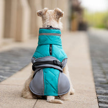 Load image into Gallery viewer, green dog coat with harness hole ottawa