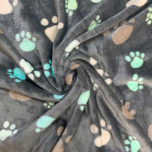 Load image into Gallery viewer, Dark grey extra soft pet blankets with paw design