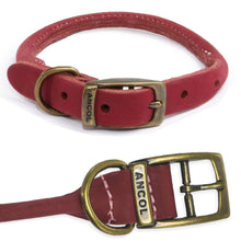 Load image into Gallery viewer, Raspberry Leather Dog Roll Collar