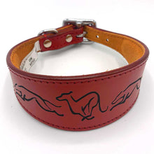 Load image into Gallery viewer, red leather, padded greyhound collars