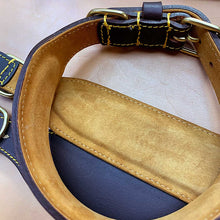 Load image into Gallery viewer, Traditional fish tail leather sighthound collars with brass fittings