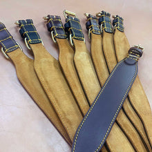 Load image into Gallery viewer, Traditional fish tail leather sighthound collars with brass fittings
