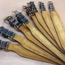 Load image into Gallery viewer, Traditional fish tail leather sighthound collars with brass fittings