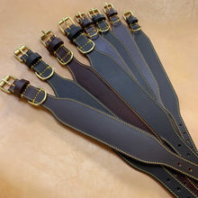 Load image into Gallery viewer, Traditional fish tail leather sighthound collars with brass fittings