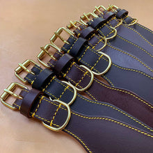 Load image into Gallery viewer, Traditional fish tail leather sighthound collars with brass fittings
