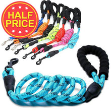 Load image into Gallery viewer, rope dog leash. with reflective detailing. available in various colours with padded handle

