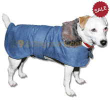 Load image into Gallery viewer, Dog-coat-with-fur-colar-blue-or-brown | DryDogs.co.uk