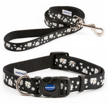 Load image into Gallery viewer, Ancol Black Daisy design dog collar and lead sets
