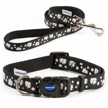 Load image into Gallery viewer, Ancol Black Daisy design dog collar and lead sets