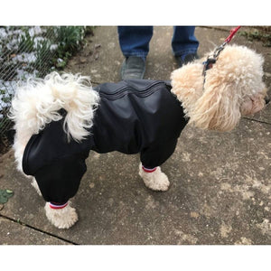 dog coat with legs and full body waterproof protection. Keep the whole dog clean and dry on walks
