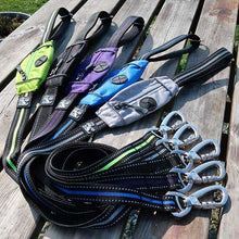 Load image into Gallery viewer, Dog leash with reflective detailing and poo bag holder built into the handle