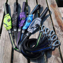 Load image into Gallery viewer, Reflective dog lead with heavy duty clip and built in poo bag holder with zip