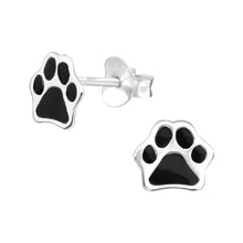 Load image into Gallery viewer, black paw print stud earrings