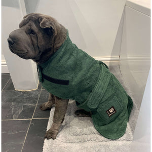 dog towel coat shar pei- green pet towelling