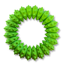 Load image into Gallery viewer, teeth care for your dog. green rubber dog ring toy
