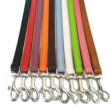 Load image into Gallery viewer, long leather greyhound / whippet leads with suede backing. A perfect match to our range of collars
