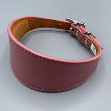 Load image into Gallery viewer, Pink Leather Whippet, greyhound, Italian greyhound leather collars with suede backing
