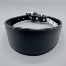 Load image into Gallery viewer, Black leather padded whippet, greyhound, sighthound collars
