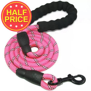 pink dog lead made from strong flexible roap