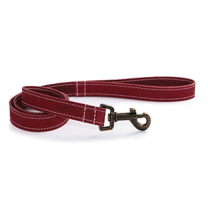 Bridle-leather red dog lead. Made in the UK
