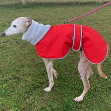 Load image into Gallery viewer, Greyhound coat with harness hole and snood