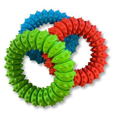 TPR rubber dog ring toy with spikes for gum care