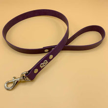 Load image into Gallery viewer, Purple Leather staffordshire bull terrier lead
