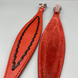 Red Oval-Stitched Leather Sighthound Collar