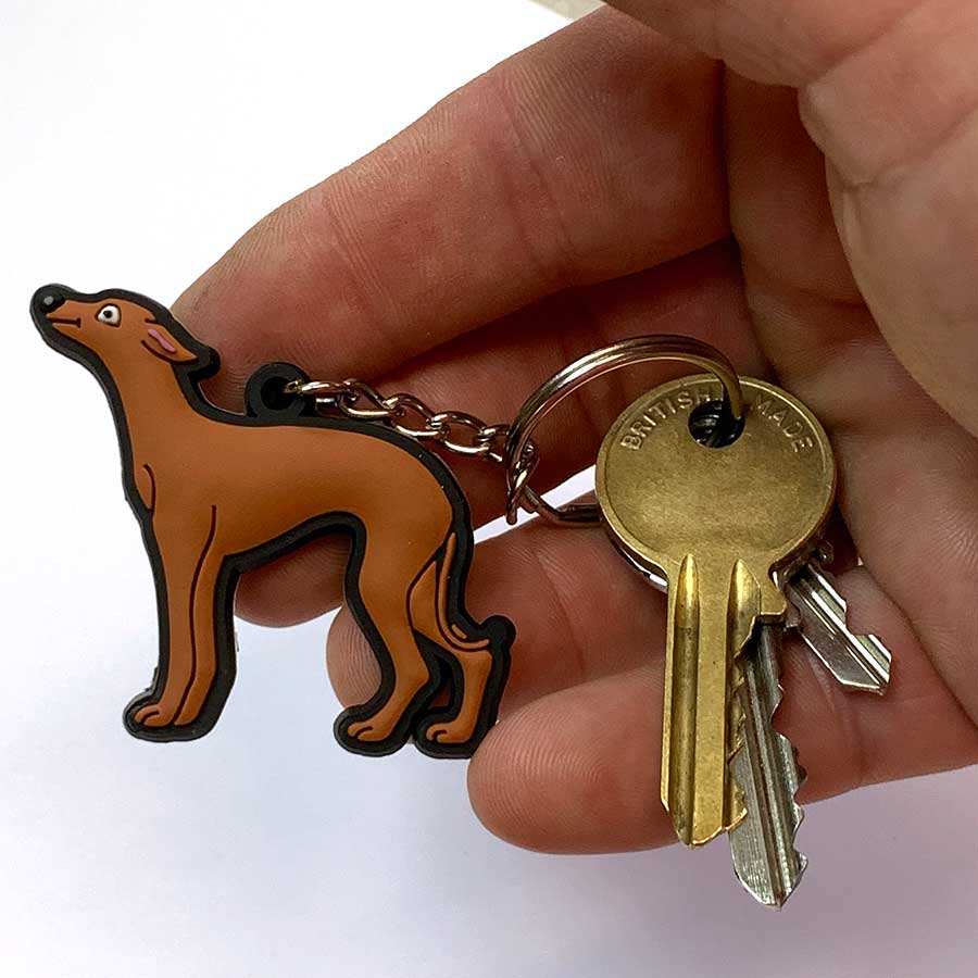 Sighthound Keyrings - Whippet / Greyhound / Lurcher / Iggy's Grey/Blue