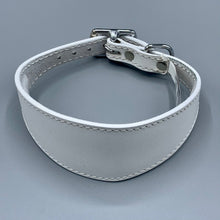Load image into Gallery viewer, white leather greyhound collar / best whippet leather collars
