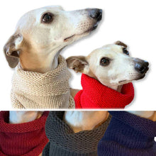 Load image into Gallery viewer, short woollen whippet snoods. Available in red, navy, wine, dark-grey or beige colours
