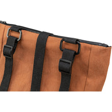 Load image into Gallery viewer, Brown bag with black straps on a white background

