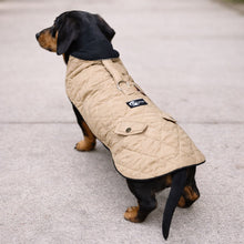 Load image into Gallery viewer, dachshund waterproof quilted coat - fleece lined - pockets
