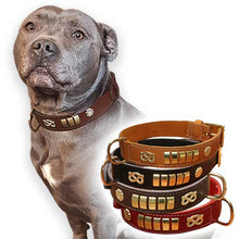Load image into Gallery viewer, brown leather and brass traditional staffy collar
