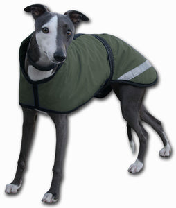 Dark sage whippet coat, waterproof