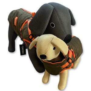 16'' Olive & Orange Quilted Dog Coat with Built-in Harness (3572)