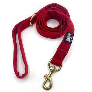 Red Soft fabric dog lead to match martingale collars