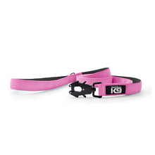 Load image into Gallery viewer, A pink dog leash with a black buckle and a black interior lining, featuring a black brand patch that reads 'TACTICAL K9'.
